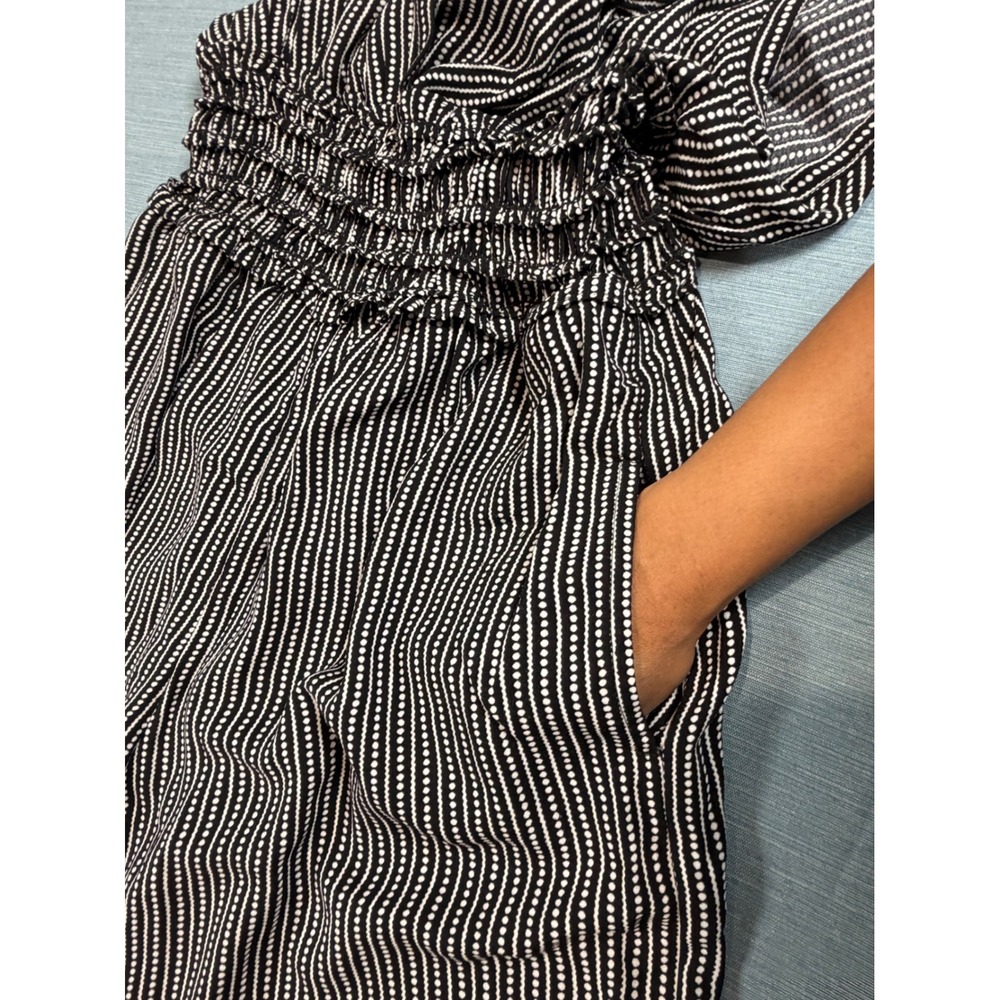 Unbranded Wide Leg Jumpsuit Womens M Black White Excellent Dotted Stripe Ruffle - Picture 10 of 12